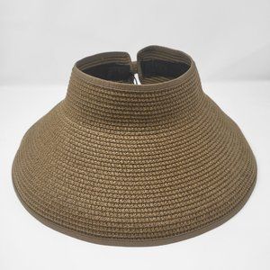 Brown Color Roll-Up Straw Hat, Summer Hat, Wide Brim Hat, Wide Brim Straw Visor